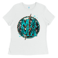 White cowhide mama lighting bolt Ladies Tee - Zillion Design Studio