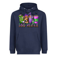 Navy Boo Heifer Coffee Cups with Halloween Heavyweight Hoodie - texasbilliewilder