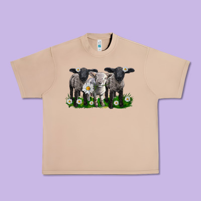 Baby Sheeps With Daisies Urban Heavy Tee Designed By Lillyallendesigns