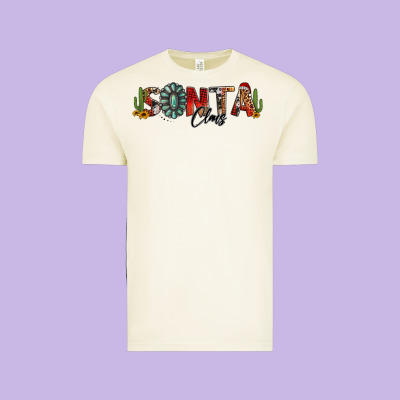 Western Christmas Santa Claus Sunflowers And Cactus Vintage Tee Designed By Jasminsmagicworld