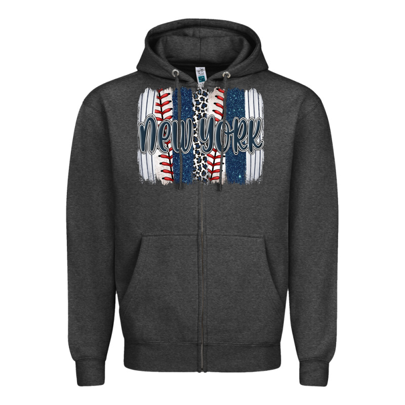 New York Baseball Team Spirit Brushstrokes Zipper Hoodie by Artiststas | Teevron
