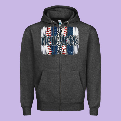 New York Baseball Team Spirit Brushstrokes Zipper Hoodie Designed By Artiststas