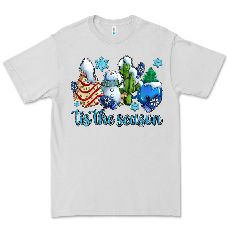 Tis The Season Christmas Tree  Cake Winter And Snowman Premium Tee by AdoDesignShop | Teevron