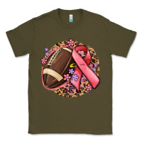Army Green breast cancer ribbon and american football Classic Tee - MaliasSmallBusiness