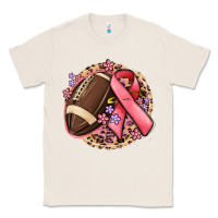 Natural breast cancer ribbon and american football Classic Tee - MaliasSmallBusiness