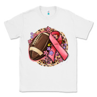 White breast cancer ribbon and american football Classic Tee - MaliasSmallBusiness
