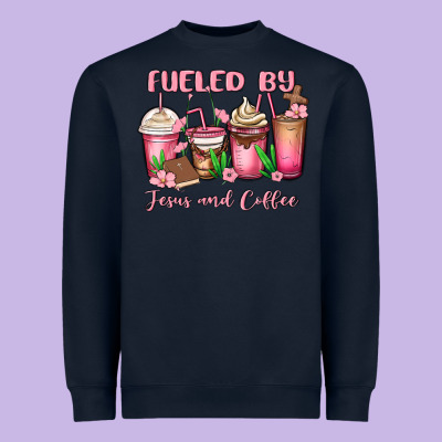 Fueled By Jesus And Coffee Heavyweight Sweatshirt Designed By Maliassmallbusiness