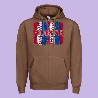 Philadelphia Baseball Team Spirit Brushstrokes Zipper Hoodie Designed By Artiststas