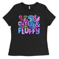 Black cute and fluffy stitch Ladies Tee - Zillion Design Studio