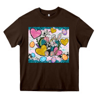 Chocolate Brown Easter hearts Cowhide tumbler Easter Day Heavy Core Tee - Neo Western