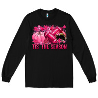 Black Tis' the season Football Breast Cancer Long Sleeve Tee - NancyCooperArtShop