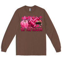 Chestnut Tis' the season Football Breast Cancer Long Sleeve Tee - NancyCooperArtShop
