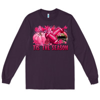 Plum Tis' the season Football Breast Cancer Long Sleeve Tee - NancyCooperArtShop