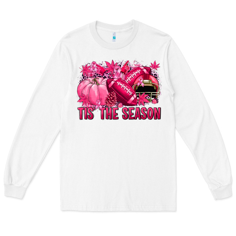 Tis' The Season Football Breast Cancer Long Sleeve Tee by NancyCooperArtShop | Teevron