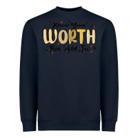 Navy know your worth Heavyweight Sweatshirt - MaliasSmallBusiness