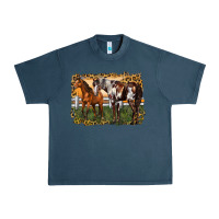 Midnight Navy 2 horses at the ranch Urban Heavy Tee - LillyAllenDesigns