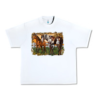 White 2 horses at the ranch Urban Heavy Tee - LillyAllenDesigns
