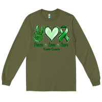Army Green Peace love cure Liver Cancer Long Sleeve Tee - NancyCooperArtShop