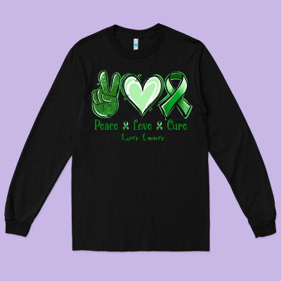Peace Love Cure Liver Cancer Long Sleeve Tee Designed By Nancycooperartshop