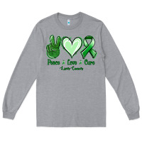 Heather Grey Peace love cure Liver Cancer Long Sleeve Tee - NancyCooperArtShop