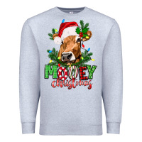 Heather Grey Mooey Christmas Premium Sweatshirt - texasbilliewilder