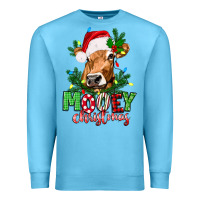 Ocean Blue Mooey Christmas Premium Sweatshirt - texasbilliewilder