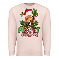 Pale Pink Mooey Christmas Premium Sweatshirt - texasbilliewilder