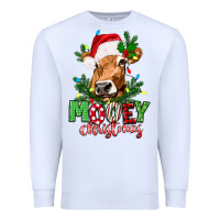 White Mooey Christmas Premium Sweatshirt - texasbilliewilder