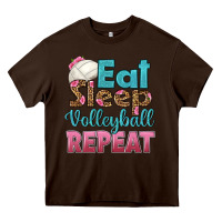 Chocolate Brown eat sleep volleyball repeat Heavy Core Tee - HRA Design Shop