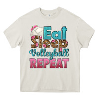 Cream eat sleep volleyball repeat Heavy Core Tee - HRA Design Shop