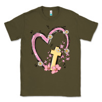 Army Green heart cross Classic Tee - MaliasSmallBusiness