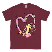 Burgundy heart cross Classic Tee - MaliasSmallBusiness