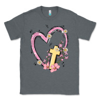 Charcoal Heather heart cross Classic Tee - MaliasSmallBusiness