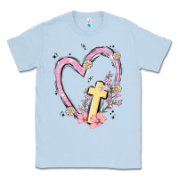 Dusty Blue heart cross Classic Tee - MaliasSmallBusiness