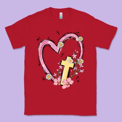 Heart Cross Classic Tee Designed By Maliassmallbusiness