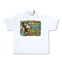 White live love ride horse Urban Heavy Tee - LillyAllenDesigns