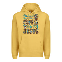Antique Gold all i need is a little bit of coffee and o whole lot of jesus Premium Hoodie - JahusDesignShop