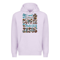 Lilac all i need is a little bit of coffee and o whole lot of jesus Premium Hoodie - JahusDesignShop