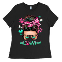 Black dog mom messy bun Ladies Tee - Zillion Design Studio