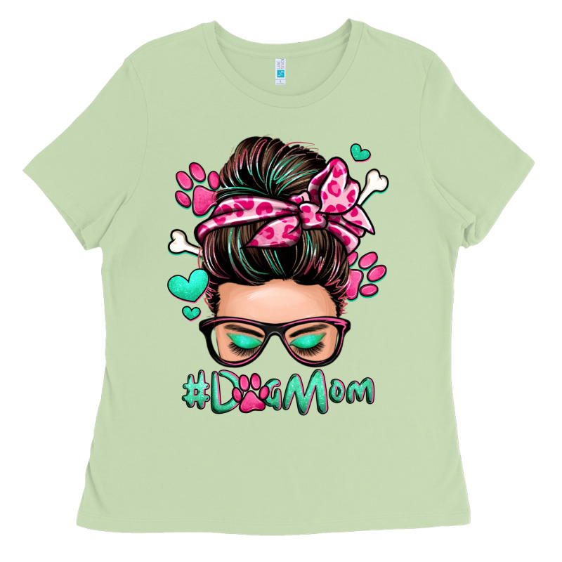 Dog Mom Messy Bun Ladies Tee by Zillion Design Studio | Teevron