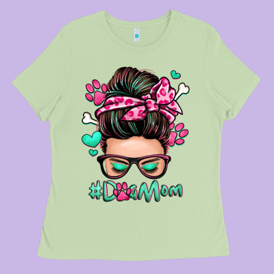 Dog Mom Messy Bun Ladies Tee Designed By Zillion Design Studio