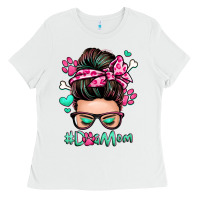 White dog mom messy bun Ladies Tee - Zillion Design Studio