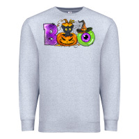 Heather Grey Boo Halloween Premium Sweatshirt - NancyCooperArtShop