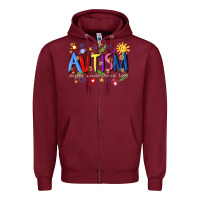 Burgundy autism accept understand love Zipper Hoodie - Artiststas