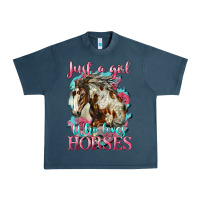 Midnight Navy just a girl who loves horses mustang Urban Heavy Tee - LillyAllenDesigns