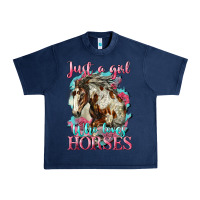 Navy just a girl who loves horses mustang Urban Heavy Tee - LillyAllenDesigns