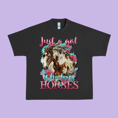 Just A Girl Who Loves Horses Mustang Urban Heavy Tee Designed By Lillyallendesigns