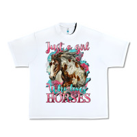 White just a girl who loves horses mustang Urban Heavy Tee - LillyAllenDesigns