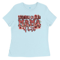 Baby Blue glitter and dirt mama of both girls Ladies Tee - Zillion Design Studio
