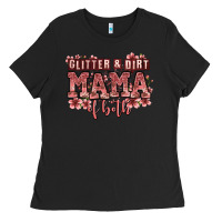 Black glitter and dirt mama of both girls Ladies Tee - Zillion Design Studio